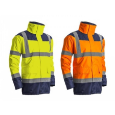 Euro Protection Védőkabát Keta jólláthatósági rejtett kapucni narancs/kék M láthatósági ruházat