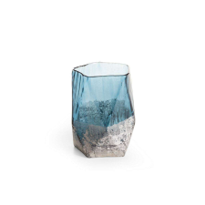 Eurofirany Nessa üveg váza Kék/ezüst 13x13x18 cm dekoráció