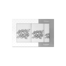Eurofirany Rosalia 3db-os rózsa mintás törölköző szett Fehér/grafit lakástextília
