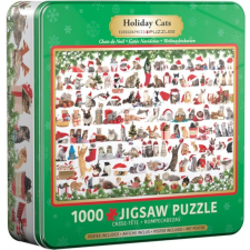 Eurographics 1000 db-os puzzle fém dobozban - Holiday Cats (8051-0940) puzzle, kirakós