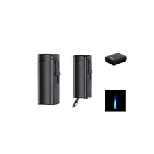 Eurojet szúrólángos szivargyújtó beépített szivarfúróval, használható mint szivartartó is - matt fekete öngyújtó