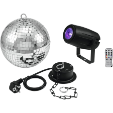 Eurolite Mirror Ball 20cm with motor + LED PST-5 QCL Spot bk világítás