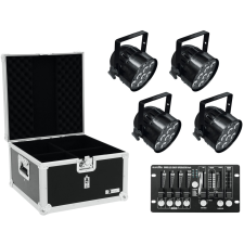 Eurolite Set 4x LED PAR-56 QCL bk + Case + Controller világítás