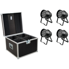 Eurolite Set 4x LED PAR-64 HCL 12x10W bk + Case világítás