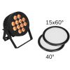 Eurolite Set LED IP PAR 12x8W QCL Spot + 2x Diffuser cover (15x60° and 40°)