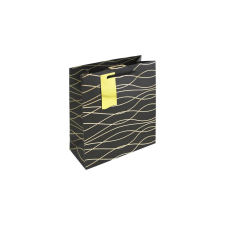 Eurowrap Ltd. Eurowrap ajándéktasak (21,5x25x10 cm) fekete, arany hullámos (5) ajándéktasak