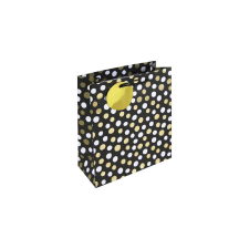 Eurowrap Ltd. Eurowrap ajándéktasak (21,5x25x10 cm) fekete, fehér-arany pöttyös (5) ajándéktasak