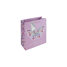 Eurowrap Ltd. Eurowrap ajándéktasak (21,5x25x10 cm) rózsaszín, virágos pillangós (5) ajándéktasak