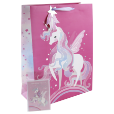 Eurowrap Ltd. Eurowrap ajándéktasak (33x45,5x15 cm) pink, unikornisos (4) ajándéktasak