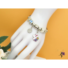  Evelin pandora stilusú karkötő unikornis charm- kék-rodium karkötő