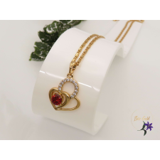 Evica köves antiallergén nyaklánc szíves medállal 18K - piros nyaklánc