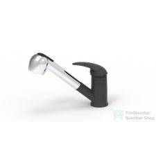 EVIDO Pinguin-S kihúzható zuhanyváltós gránit mosogató csaptelep, antracit/króm 105751 csaptelep