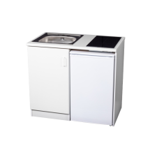 EVIDO WEEKEND minikonyha jobb oldali hűtővel, indukciós főzőlappal, egymedencés rozsdamentes mosogatóval bútor