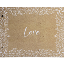 Exacompta fotóalbum (37x29 cm, 40old, 160 fotó) kraft, love, fehér növénymintás esküvői fényképalbum
