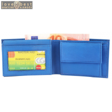 Excellanc pénztárca valódi bőrből, 7x10 cm, kék