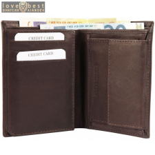 Excellanc uniszex pénztárca valódi bőrből, 12x9 cm, sötétbarna pénztárca