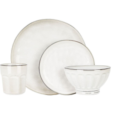 Excellent Houseware kerámia étkészlet, 16 darabos, fehér konyhai eszköz