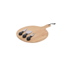 Excellent Houseware sajtos tálalótál, bambusz, 25 cm, barna/fekete konyhai eszköz