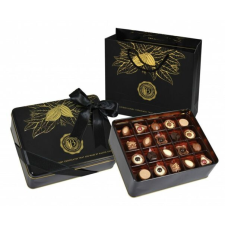  Exclusive Black fémdobozos kézműves praliné válogatás táskával Belga Csokoládéból 500g csokoládé és édesség