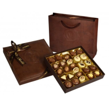 Exclusive Bőr Díszdobozos Kézműves Praliné Válogatás Táskával Belga Csokoládéból 330g csokoládé és édesség