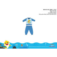 ExityKft. Baby Shark baba pizsama - jersey pamut pizsama - világoskék - 86