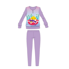 ExityKft. Baby Shark gyerek pizsama kislányoknak - jersey pamut pizsama - lila - 98