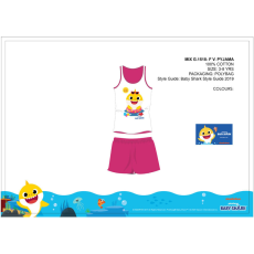 ExityKft. Baby Shark nyári ujjatlan gyerek pizsama - pamut pizsama - pink - 110