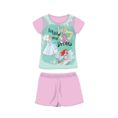 ExityKft. Nyári rövid ujjú gyerek pamut pizsama - Disney Hercegnők - Follow your dreams felirattal - világosrózsaszín - 116