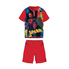 ExityKft. Nyári rövid ujjú gyerek pamut pizsama - Pókember - Super Hero felirattal - piros - 122