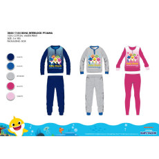 ExityKft. Téli pamut interlock gyerek pizsama - Baby Shark - szürke - 98
