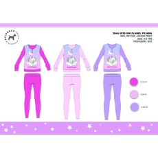 ExityKft. Téli vastag pamut gyerek pizsama - flanel pizsama - Unikornis - pink - 104