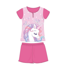 ExityKft. Unikornis nyári rövid ujjú gyerek pizsama - pamut jersey pizsama - rózsaszín - 110