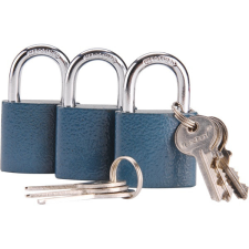 Extol Craft biztonsági vas lakat klt., 38mm, 3 db lakat+6 db kulcs, univerzális kulcsok: egy kulcs jó mindhárom lakathoz (93101) lakat