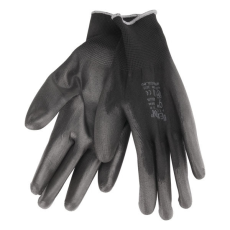 Extol PREMIUM Kötött kesztyű fekete poliészter, méret: 10' poliuretánba mártott teny. és ujjhegy., gumírozott mandzsetta