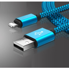 Extra strapabíró 1 méteres Lightning Iphone gyorstöltő és USB adatkábel - Kék kábel és adapter