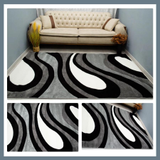  Eylül Szürke-Fekete Hullámos Mintázatú 200x280 Szőnyeg 01202D-SIYAH-GRI-200280 lakástextília