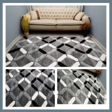  Eylül Szürke-Fekete Kocka Mintás 120x170 Szőnyeg 01206D-SIYAH-GRI-120170 lakástextília