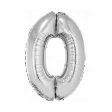  Ezüst 0-ás Silver szám fólia lufi 76 cm party kellék