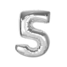  Ezüst 5-ös Silver szám fólia lufi 92 cm party kellék
