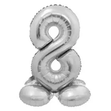 Ezüst 8-as Silver szám fólia lufi talppal 72 cm party kellék
