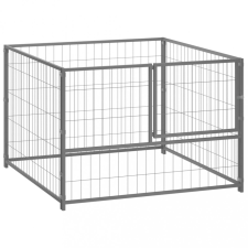Ezüst acél kutyakennel 100 x 100 x 70 cm szállítóbox, fekhely kutyáknak