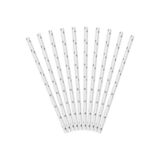 Ezüst csillagos party papír szívószál 19,5cm 10db-os kiszerelésben konyhai eszköz