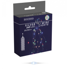  Ezüst drótkábeles korbács 160 LED-es elemes (elem nékül) multi dekorációs kellék