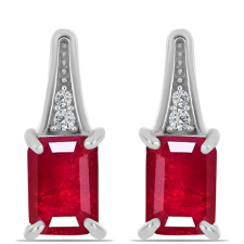  Ezüst Fülbevaló Madagaszkári Rubinnal és Fehér Topázzal, Y61140 fülbevaló