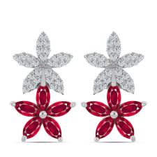  Ezüst Fülbevaló Madagaszkári Rubinnal és Fehér Topázzal, Y62070 fülbevaló