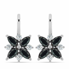  Ezüst Fülbevaló Obszidiánnal és Fehér Topázzal, Y62264 fülbevaló