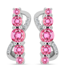  Ezüst Fülbevaló Pelmadullai Rózsaszínű Turmalinnal és Fehér Topázzal, Y61256 fülbevaló