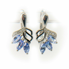  Ezüst Fülbevaló "AAA" Osztályú Tanzanittal és Fehér Topázzal, XMP185 fülbevaló
