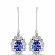  Ezüst Fülbevaló "AAA" Osztályú Tanzanittal és Fehér Topázzal, Y62810 fülbevaló