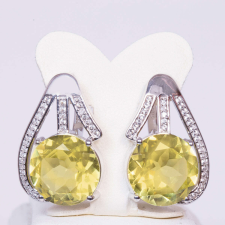  Ezüst Fülbevaló - Sárga Diaspor és Fehér Topáz - 26.5x19 mm fülbevaló